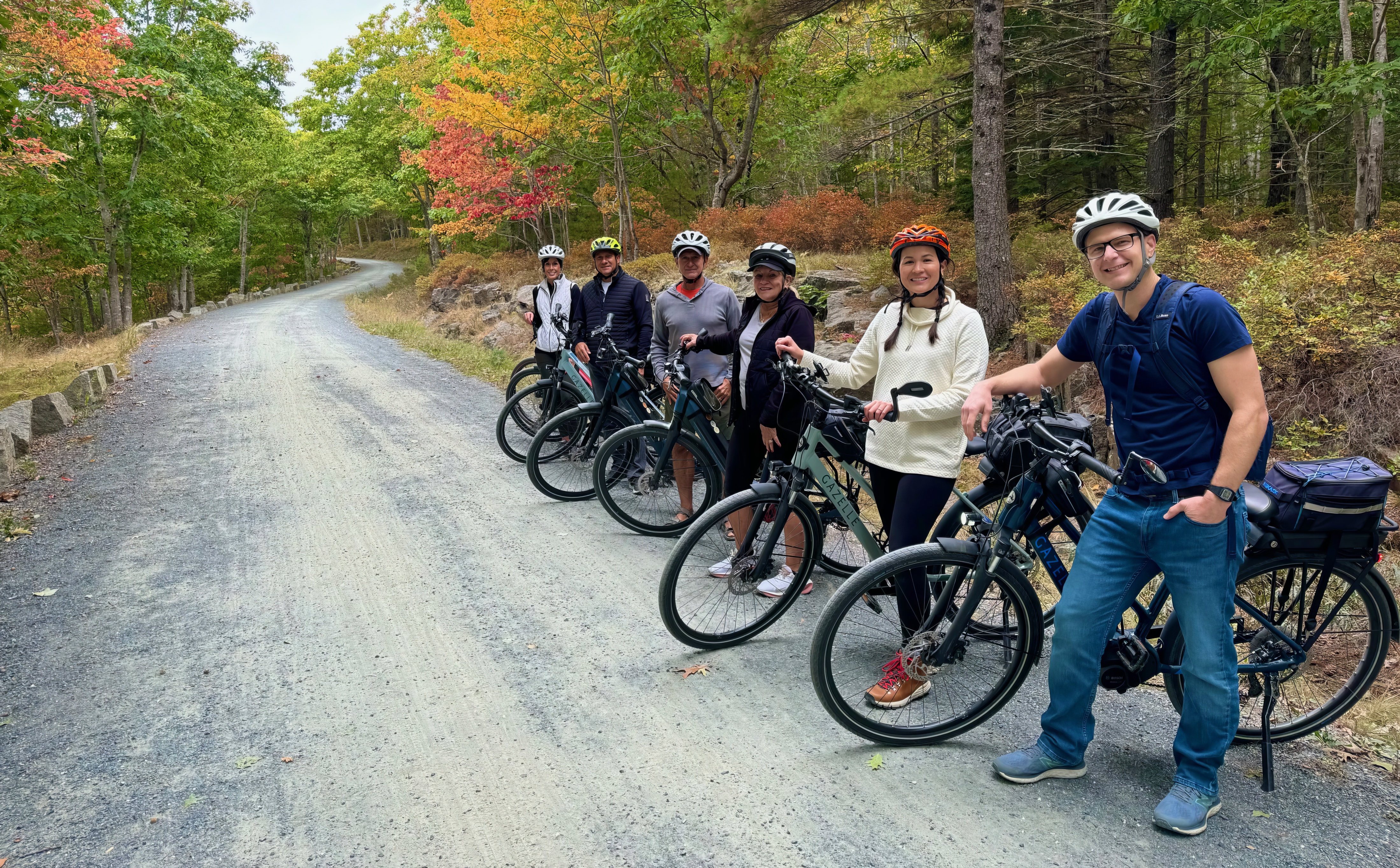 E-bike tour group on the carriage roads